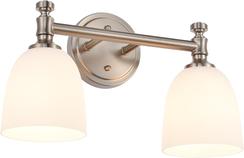 Lámpara baño níquel cepillado 2 luces sobre espejo vintage