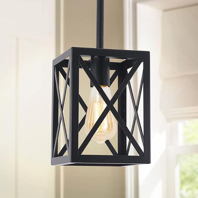 Lámpara colgante industrial negra para cocina isla comedor