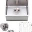 Fregadero cocina 20pulg acero inox T304 satinado con colador