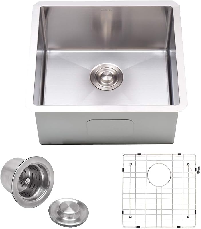 Fregadero cocina 20pulg acero inox T304 satinado con colador