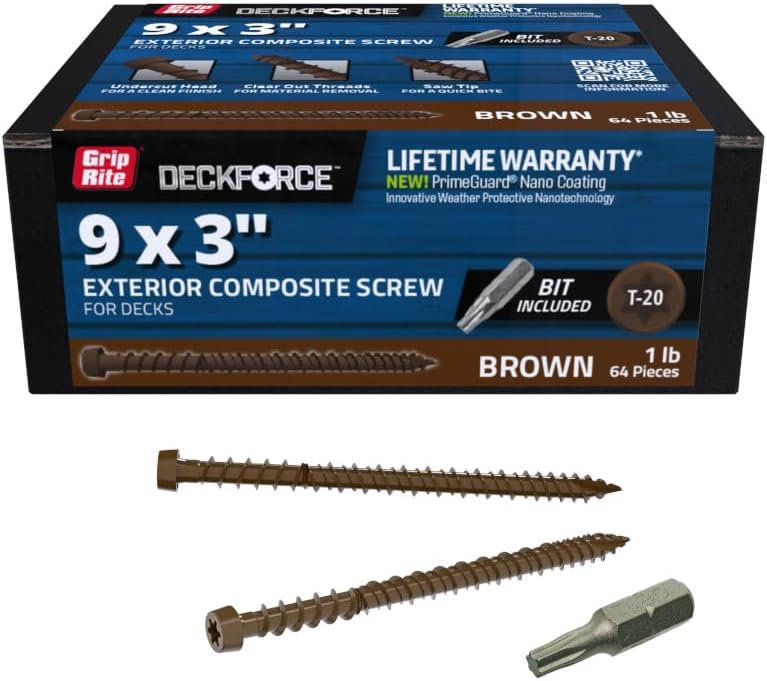 Tornillos cubierta compuesta T-17 punta sierra marrón caja 9x3lb