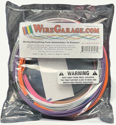 Cable trenzado TXL XLPE 16 AWG automotriz 10pies 12 colores