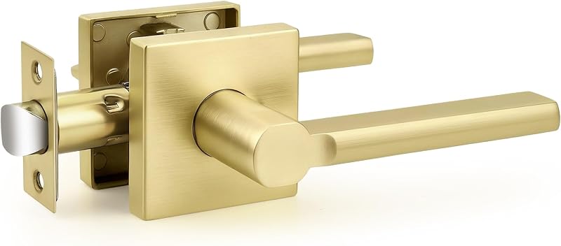 Manija cuadrada dorada para puerta sin llave 1 pza