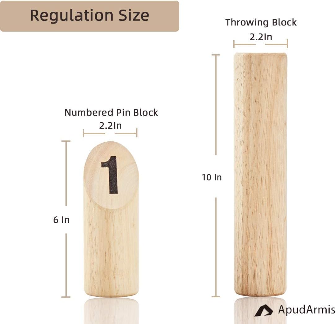 Set lanzamiento madera bloques numerados estuche transporte