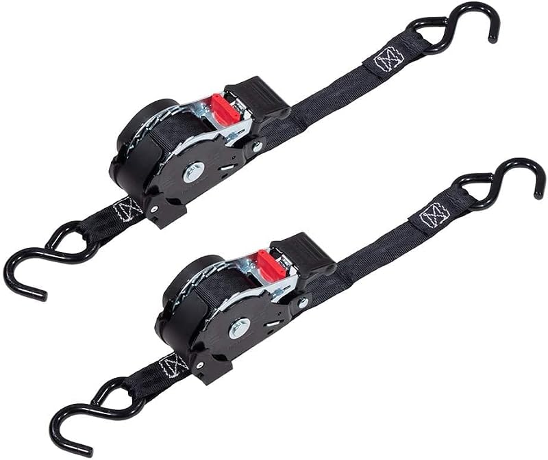 2 Pzas Correas trinquete retráctil 1x12' con gancho