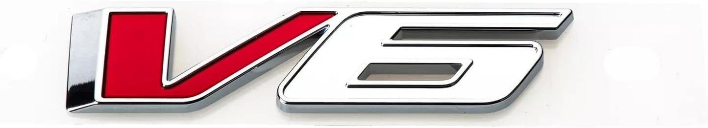 Emblema V6 2017-21 rojo plateado