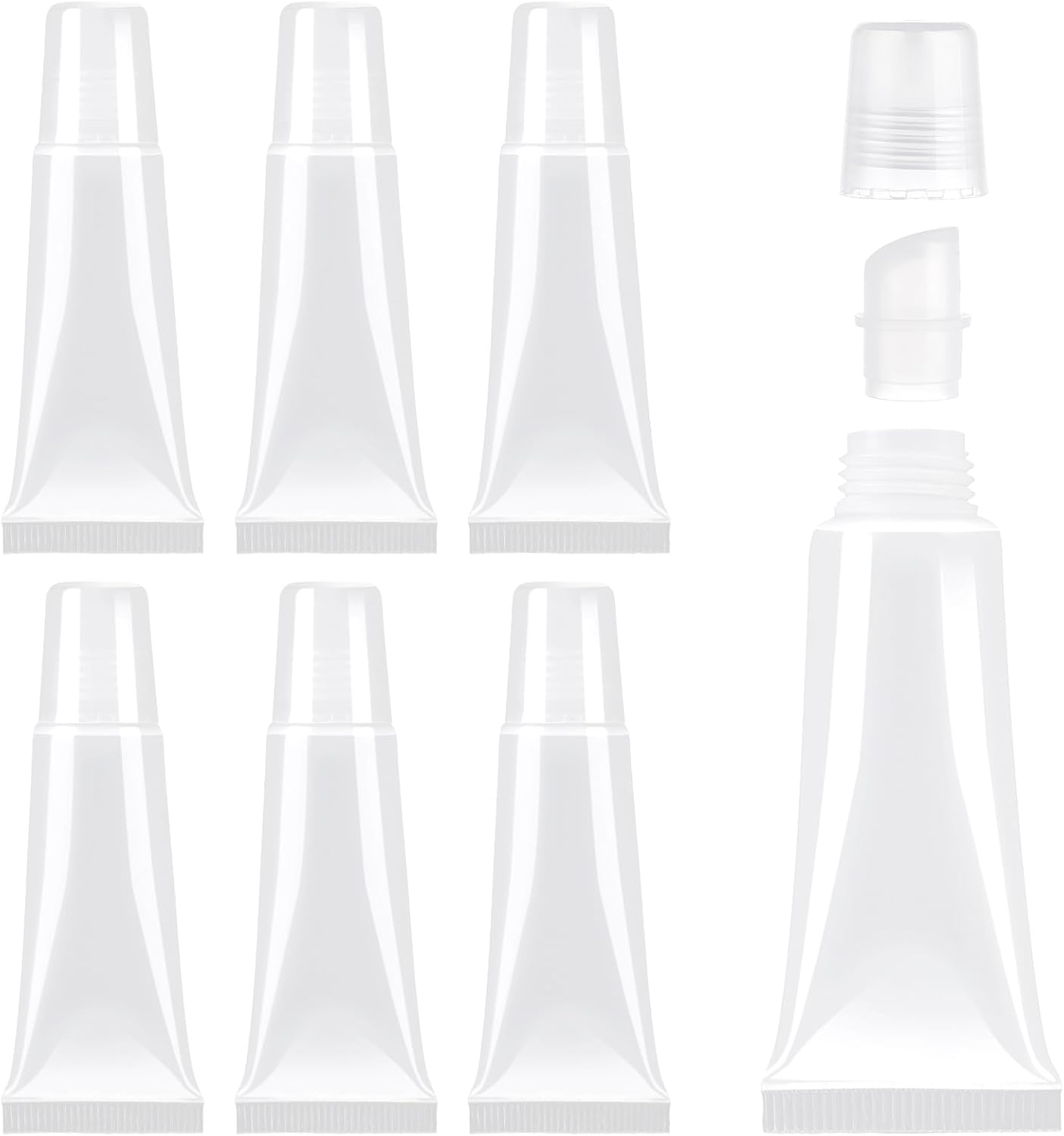 6 Tubos Vacíos Brillo Labios 0.3oz Recargable Transparente