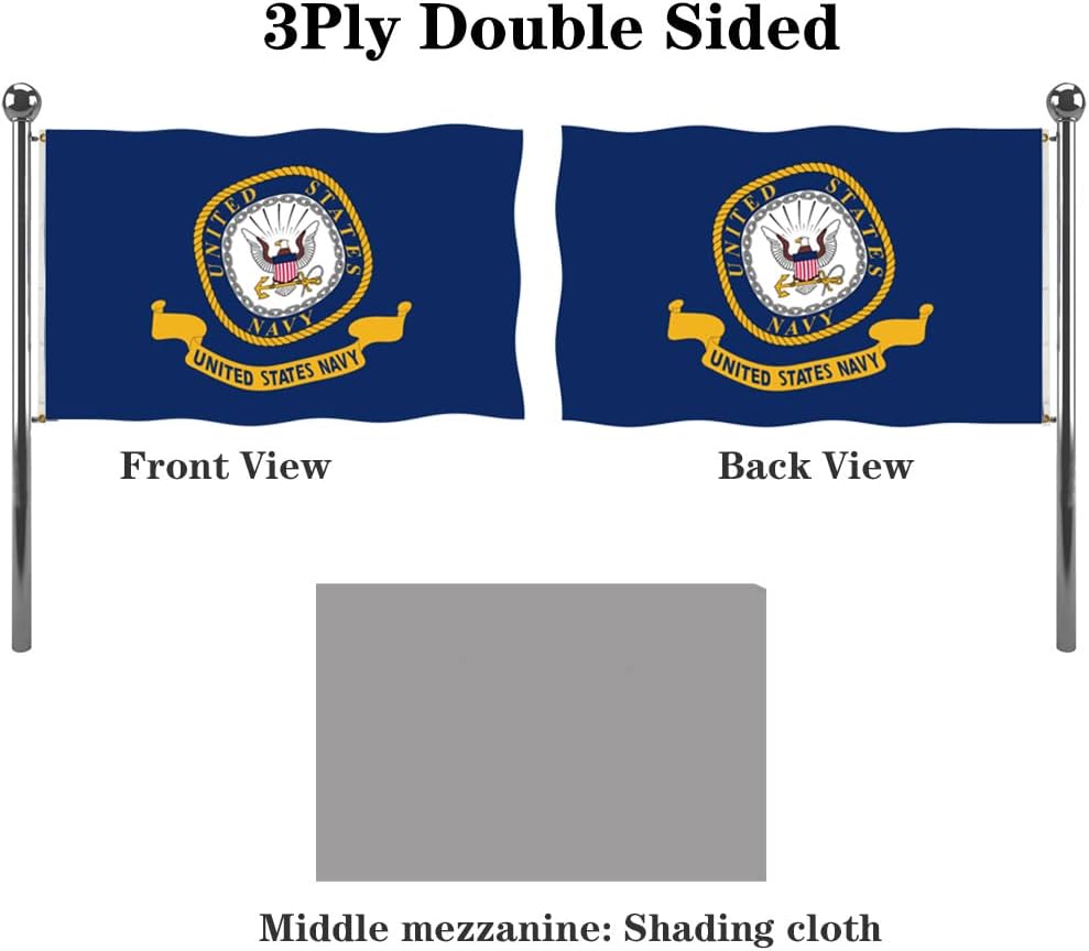 Emblema doble cara Bandera Marina EE.UU. 4x6ft color vivo 220D