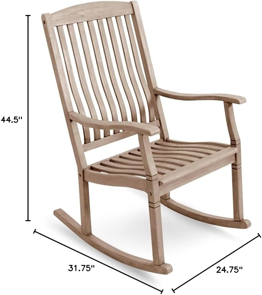 Mecedora de madera teca gris desgastado para patio