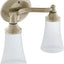 Accesorio baño doble con 2 luces vidrio esmerilado níquel