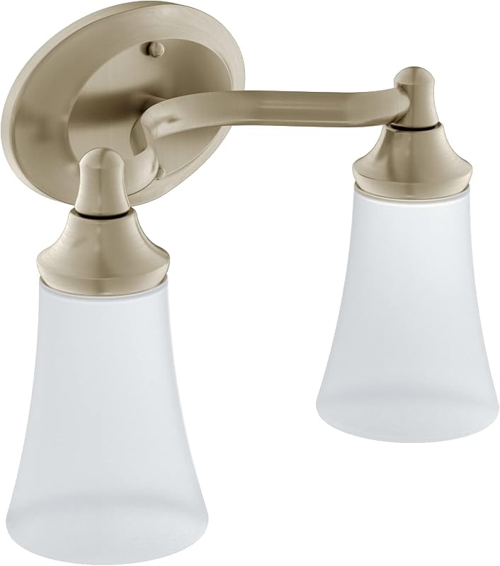 Accesorio baño doble con 2 luces vidrio esmerilado níquel