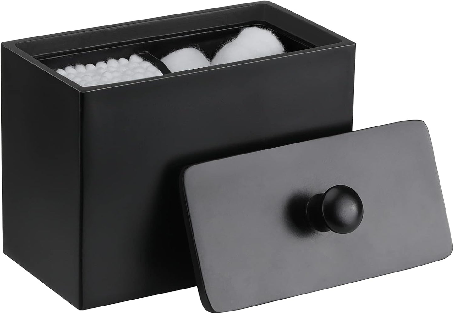 Dispensador hisopos algodón 2 compartimentos color negro