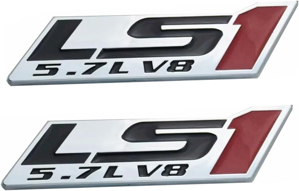 2 Pzas Placa Identificación 3D Motor 5.7L V8 Rojo Plateado