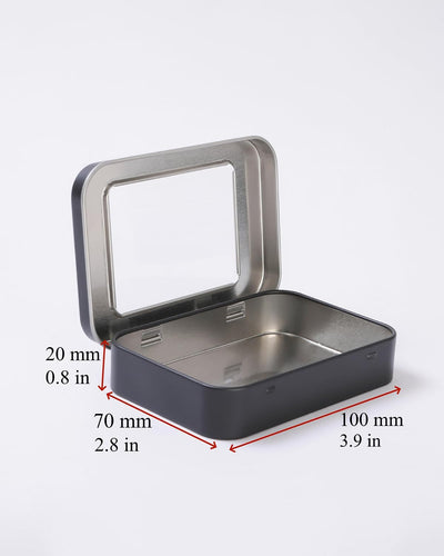 12 Latas Metal Rectangulares con Tapas Transparentes