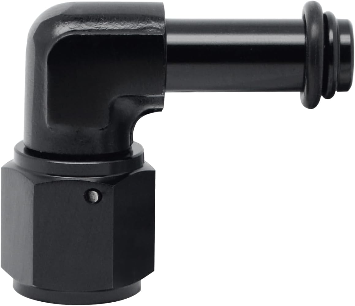 Codo adaptador manguera giratoria 90grados aluminio negro