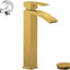 Grifo lavabo vaso oro cepillado estilo cascada una manija