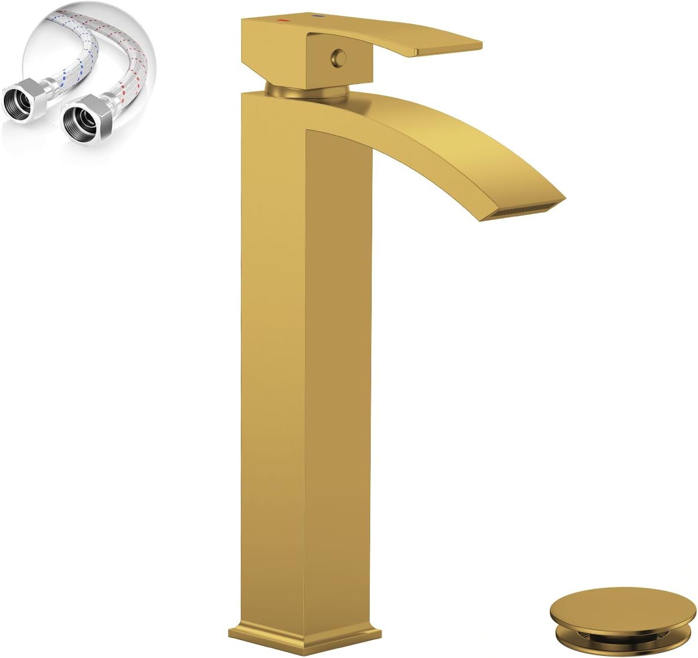 Grifo lavabo vaso oro cepillado estilo cascada una manija