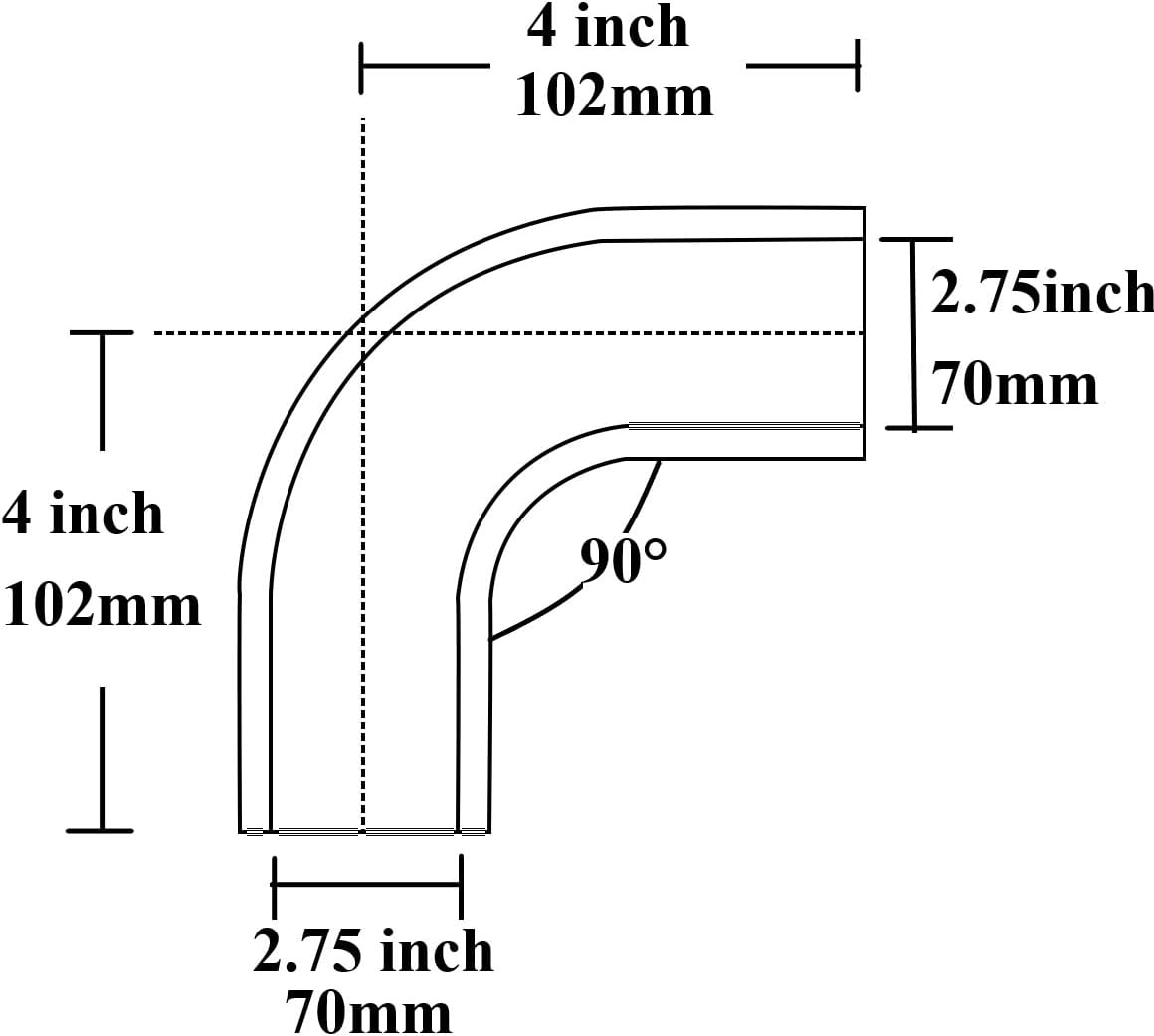 Acoplador codo 90° 2.75" manguera silicón 4 capas