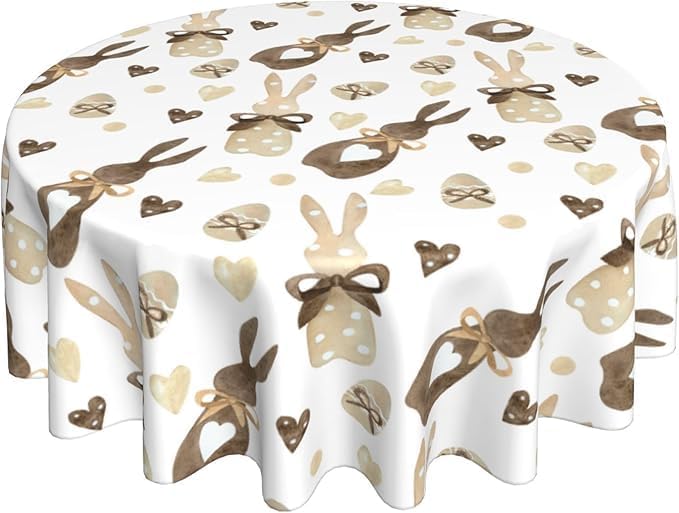 Mantel Pascua 60pulg color crema conejito resistente