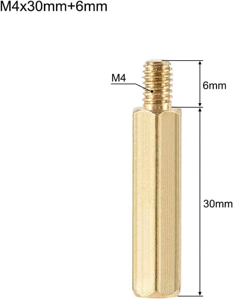 Tornillos espaciadores M4 latón hexagonal PCB dron 10 pzas dorado