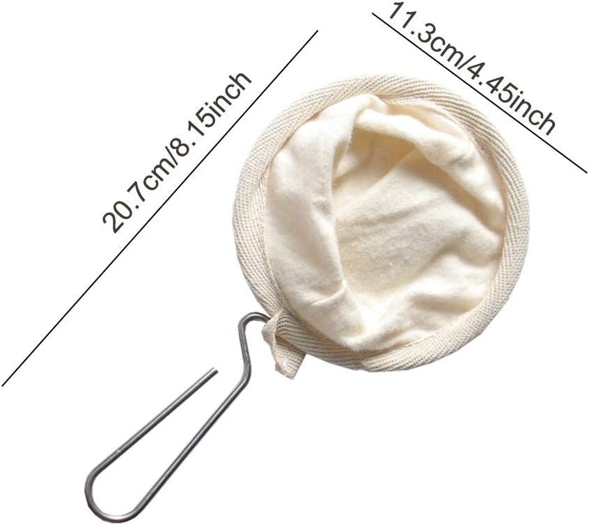 4 filtros de café de tela de franela con mango de acero inoxidable
