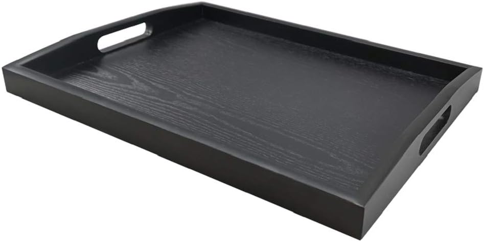 Bandeja desayuno madera negra rectangular mediana