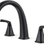 Grifo bañera romano negro mate 2 manijas 3 agujeros