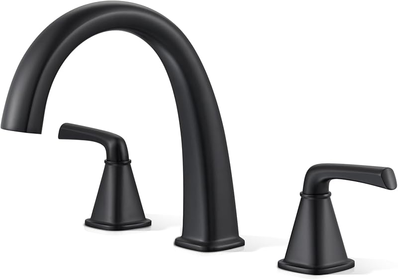 Grifo bañera romano negro mate 2 manijas 3 agujeros