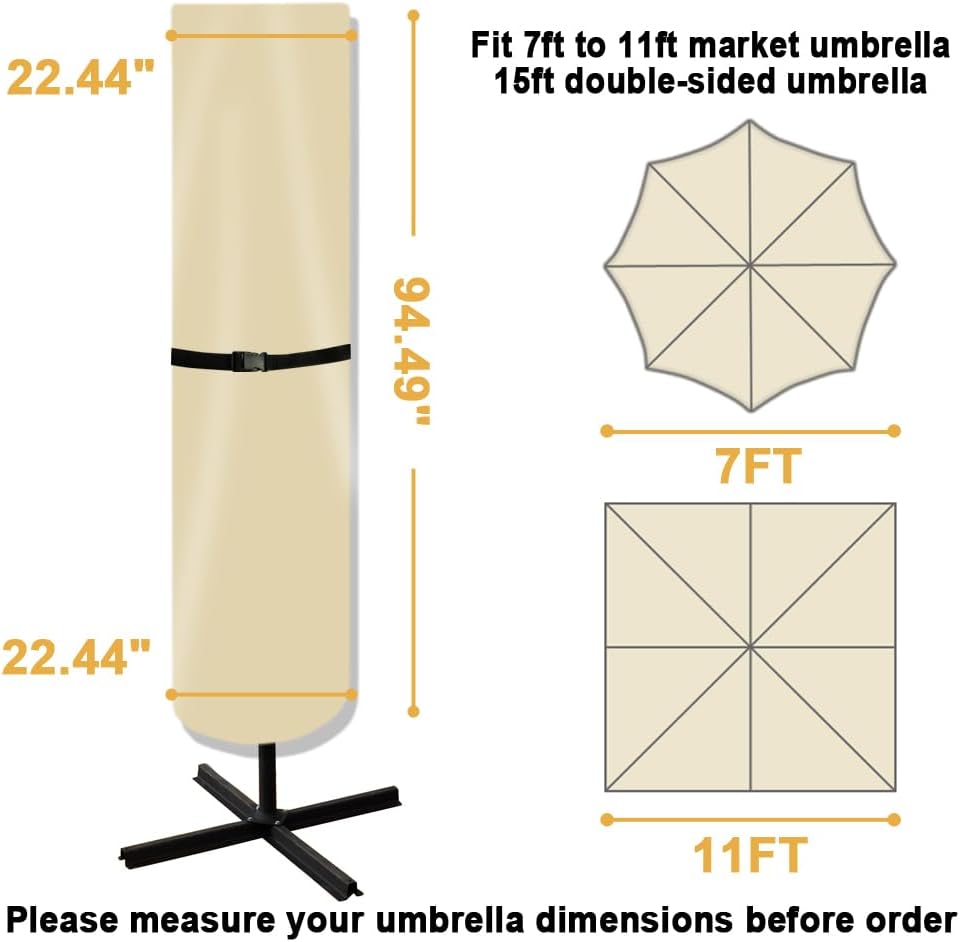 Funda impermeable para sombrilla de 7 a 9 pies beige