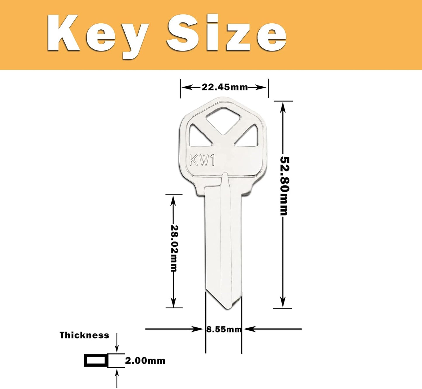Llaves en blanco KW1 latón niquelado pack 50