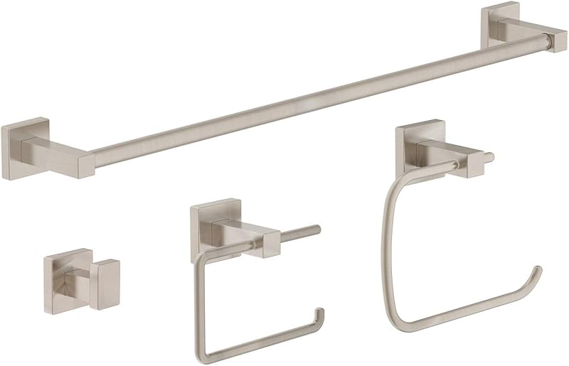Set 4 Pzas Accesorios Baño Níquel Satinado