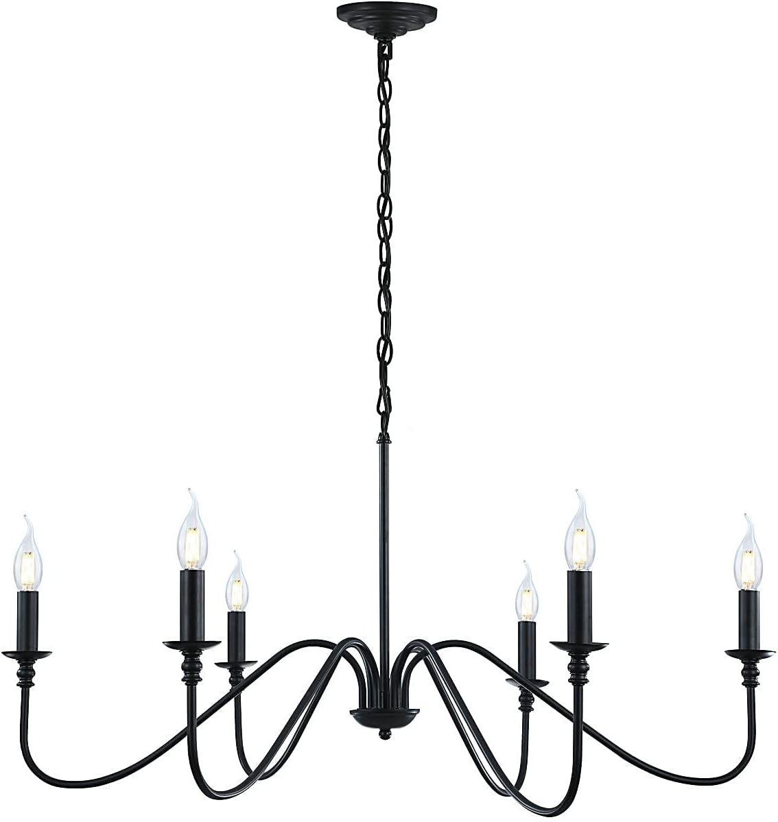 Candelabro negro 6 luces hierro industrial comedor sala