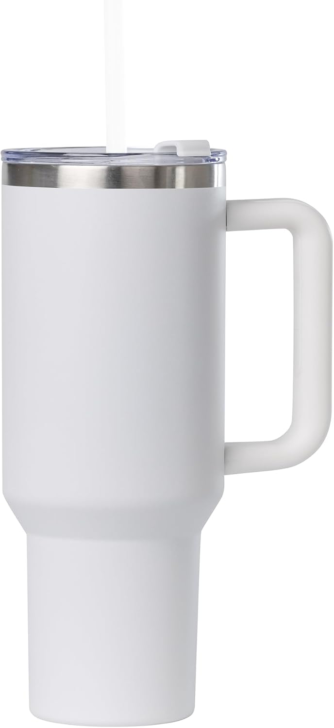 Vaso térmico acero inox 40oz con asa tapa y popote