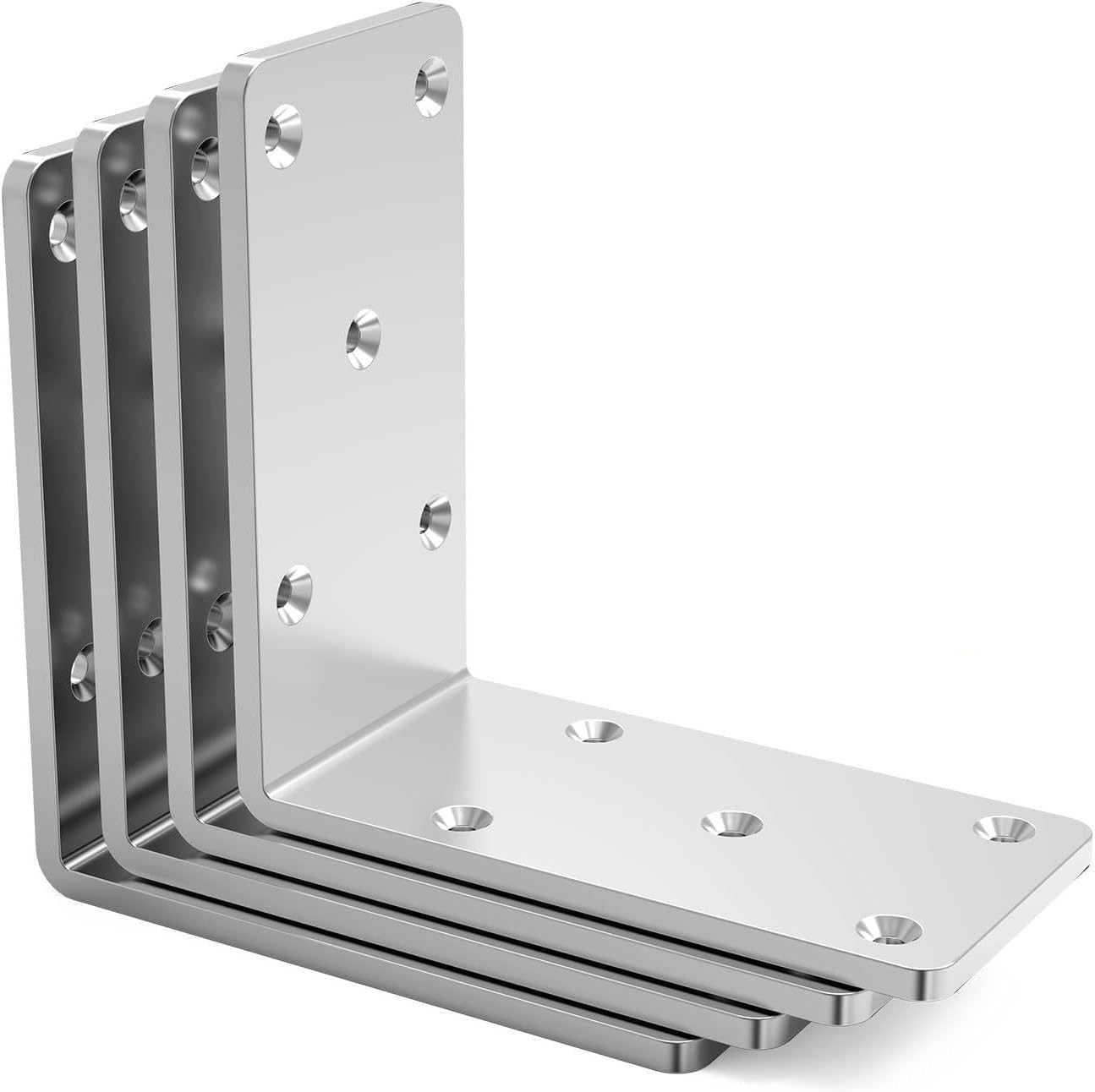Soportes L 5x5x2.5pulg para madera 4uds color plateado