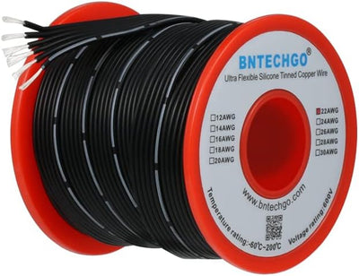 Cable plano silicona 22awg 25pies negro trenzado