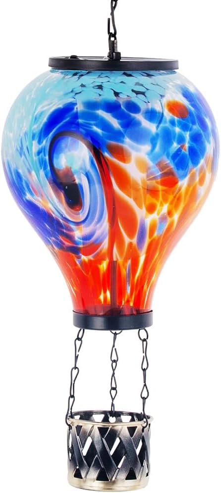 Linterna solar colgante globo aerostático vidrio impermeable