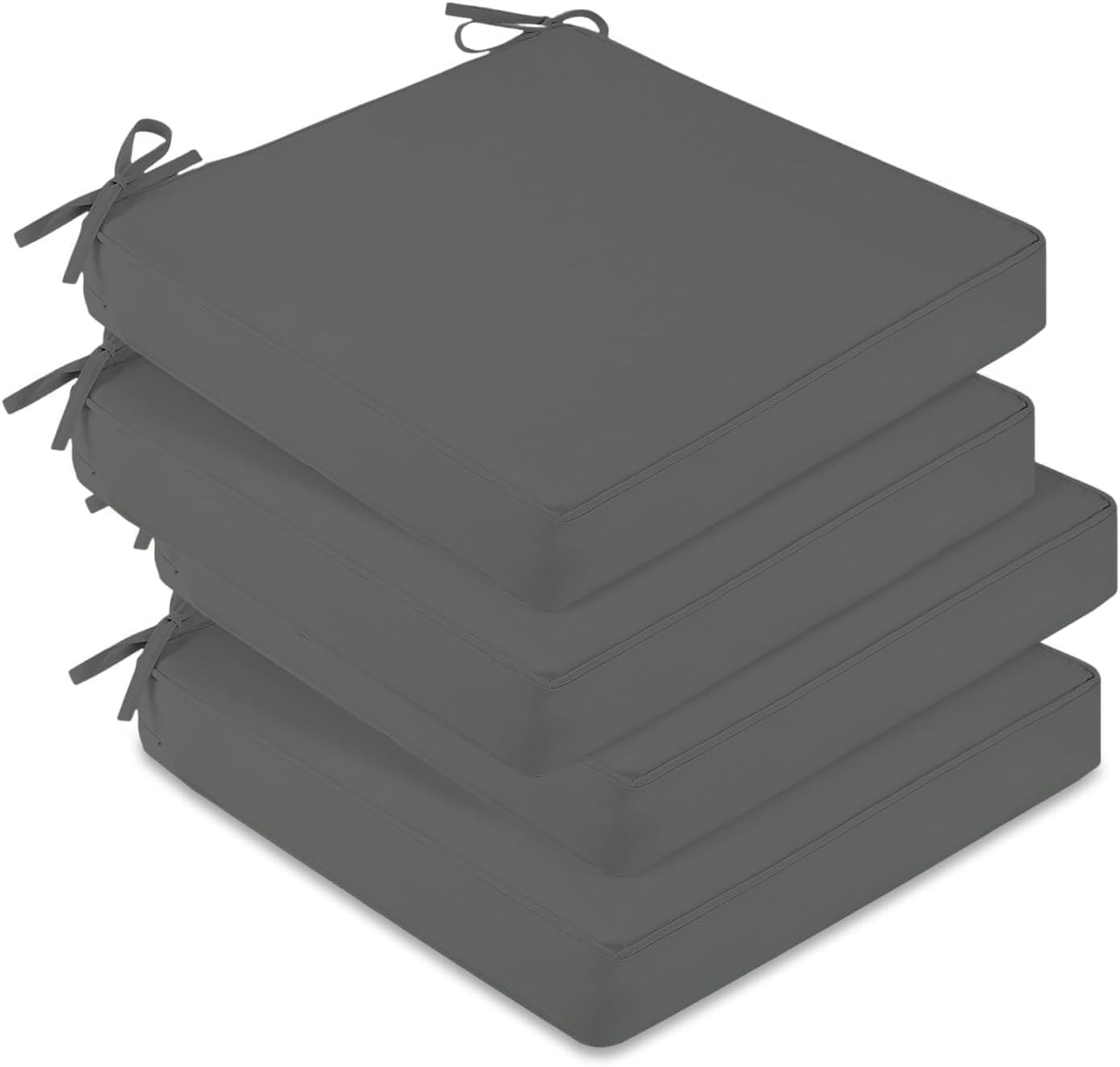 Set 4 cojines impermeables silla patio 19x19x3pulg con lazo