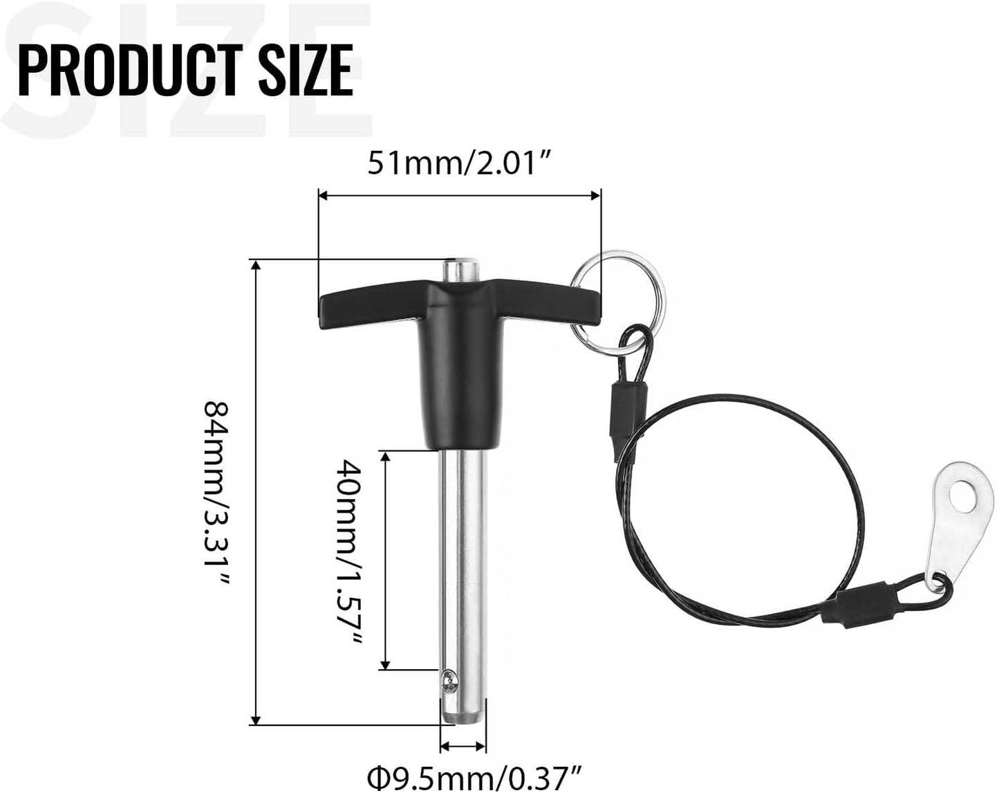Pasador liberación rápida T 3/8pulg acero inox botón presión
