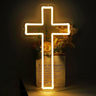 Letrero neón cruz de Jesús LED para pared USB Pascua Navidad