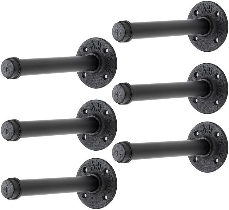 Perchero flotante tubo negro 6" pared set 6
