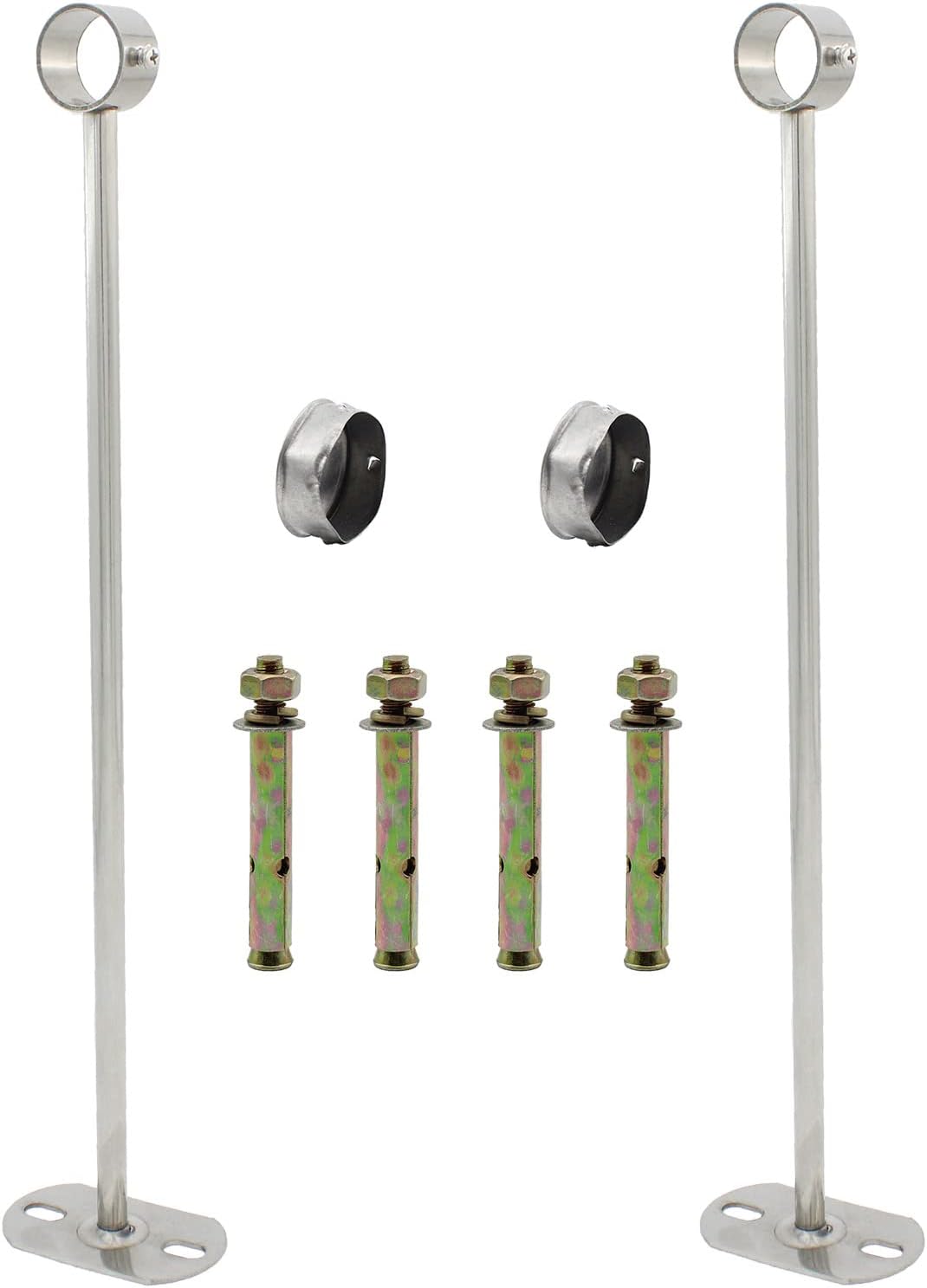 2 Soportes Acero Inox para Tubo Armario Balcón
