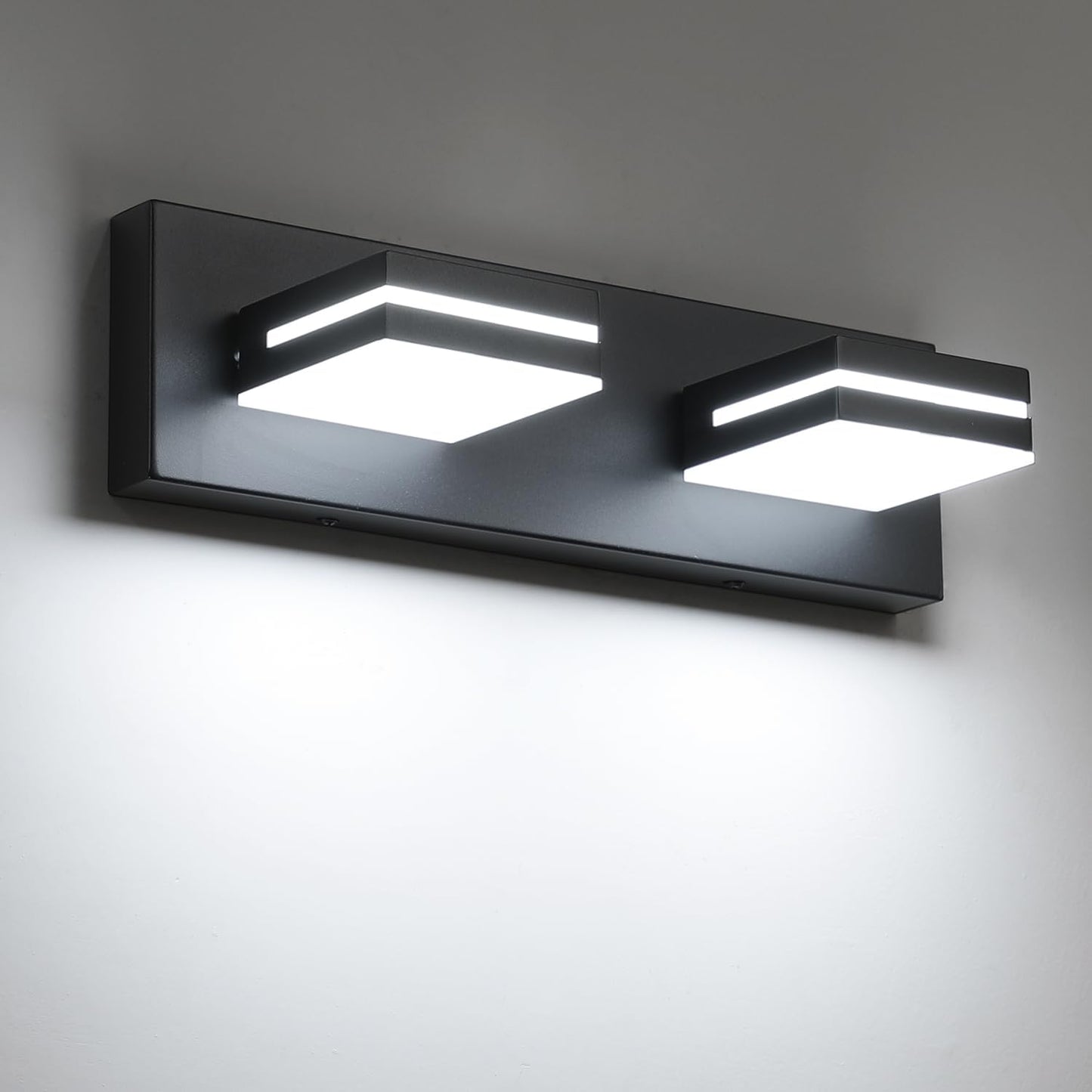 Lámpara LED acrílico negro mate para tocador 2 luces