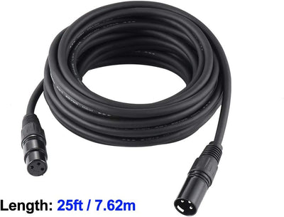 Cable DMX 25pies 4 Pzas 3pines XLR macho a hembra