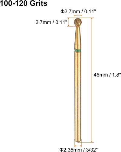 Broca pulido diamante grano 100-120 cabeza bola 0.106pulg