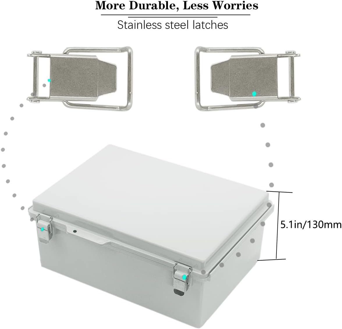 Caja conexiones plástico ABS IP67 bisagras exteriores gris