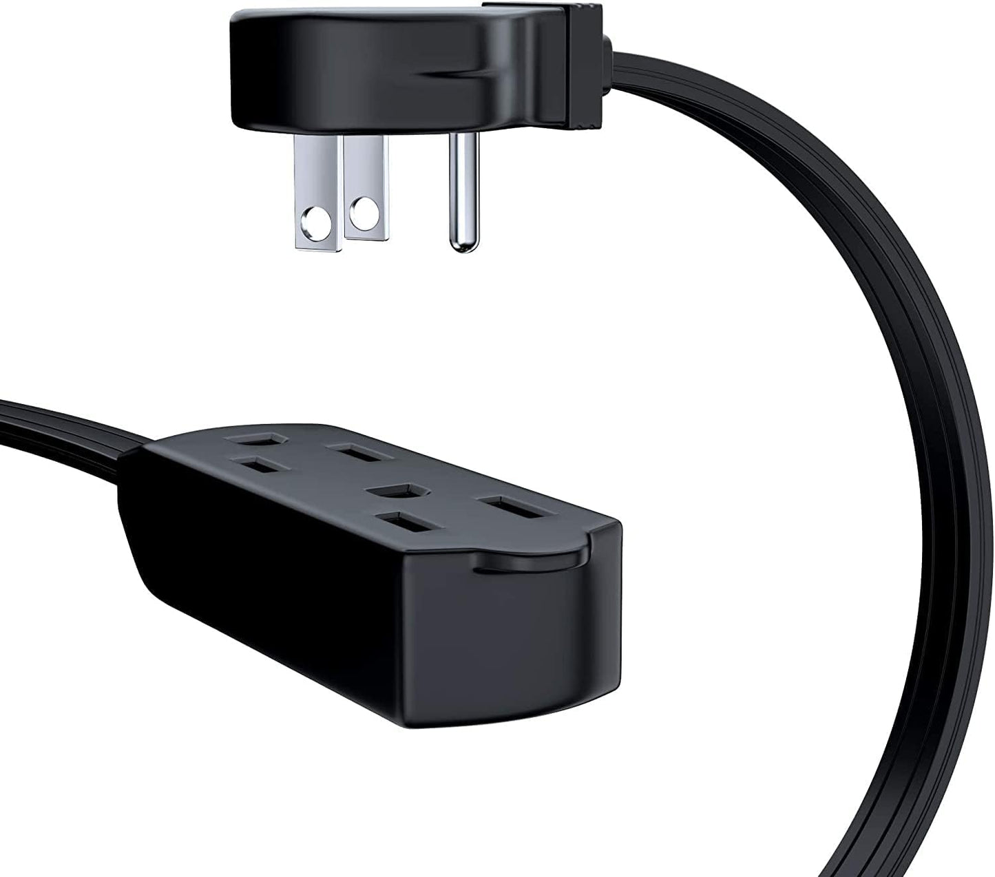Cable extensión 6ft 3 salidas enchufe plano UL negro