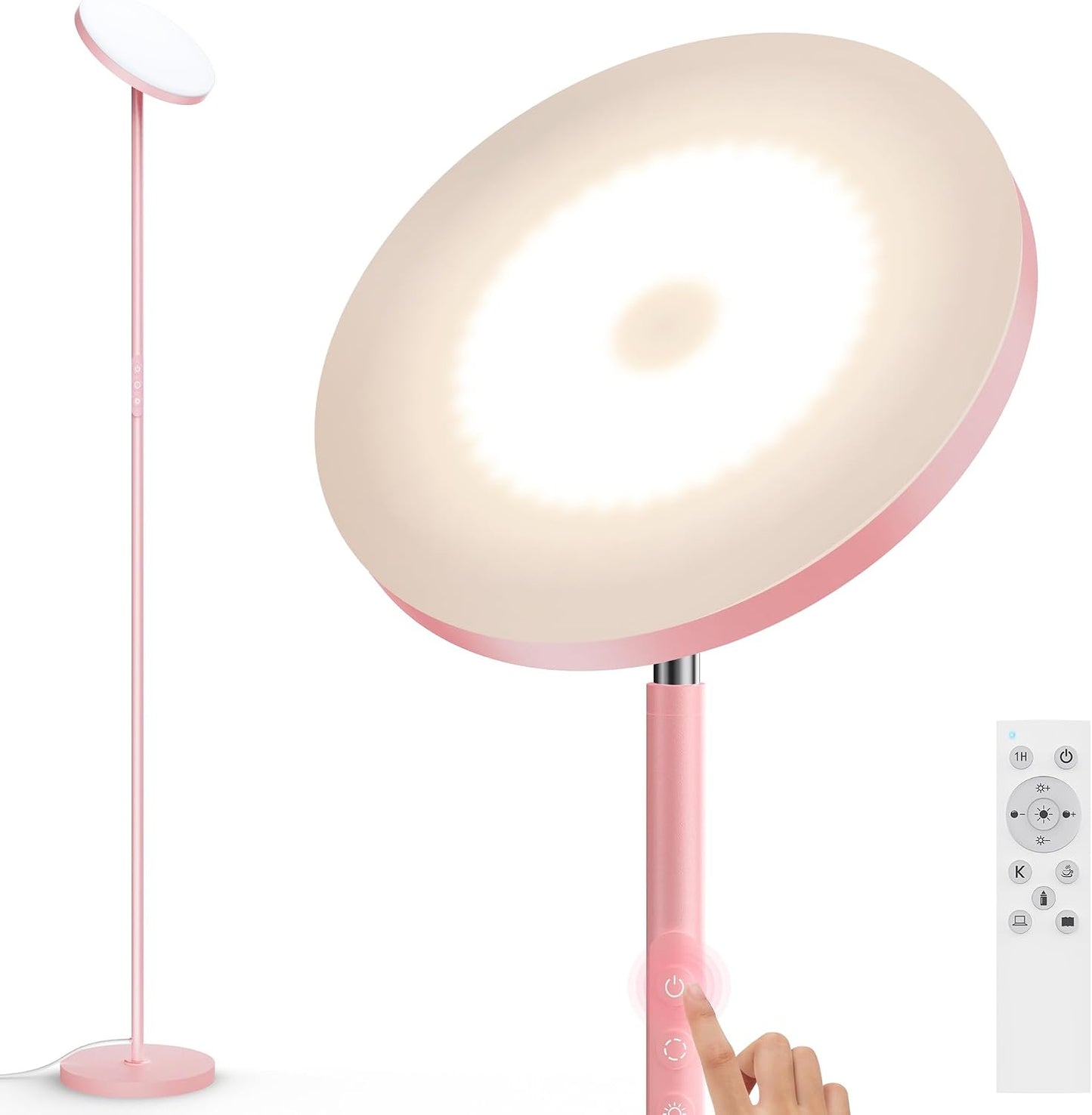 Lámpara pie regulable rosa 36W 2700-6500K control táctil