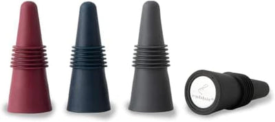 Juego 4 tapones vino multicolor elegante duradero