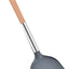 Espátula silicona 14pulg color gris mango madera cocina