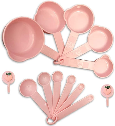 Set 11 Tazas y Cucharas Medidoras Plástico Rosa con Gancho